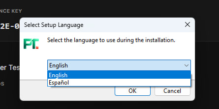 The installer language selection dialog